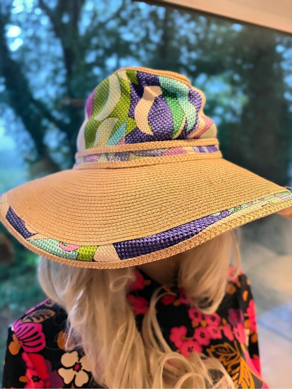 Emilio Pucci Multicolor Abstract Sun Hat Like New